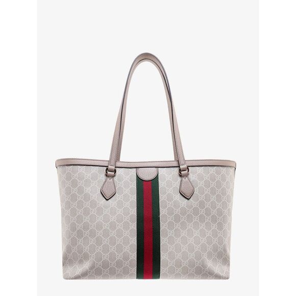 Gucci Women Gg Supreme Fabric And Leather Shoulder Bag With Frontal Web Band - Picture 2 of 5